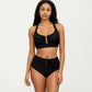 Two Piece Bikini Set with Ruched Bralette Top and High Waist Bottoms