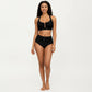Two Piece Bikini Set with Ruched Bralette Top and High Waist Bottoms