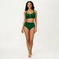 Two Piece Bikini Set with Ruched Bralette Top and High Waist Bottoms