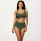 Two Piece Bikini Set with Ruched Bralette Top and High Waist Bottoms