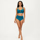 Two Piece Bikini Set with Ruched Bralette Top and High Waist Bottoms