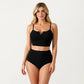 Two Piece Bikini Set with V Notch Crop Bikini Top and High Waist Bottom