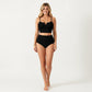 Two Piece Bikini Set with V Notch Crop Bikini Top and High Waist Bottom