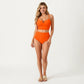 Two Piece Bikini Set with V Notch Crop Bikini Top and High Waist Bottom