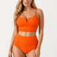Two Piece Bikini Set with V Notch Crop Bikini Top and High Waist Bottom