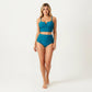 Two Piece Bikini Set with V Notch Crop Bikini Top and High Waist Bottom