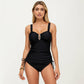 One Piece Swimsuit with Ruched Front Detail Adjustable Side Ties and Wide Straps