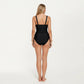 One Piece Swimsuit with Ruched Front Detail Adjustable Side Ties and Wide Straps