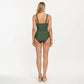 One Piece Swimsuit with Ruched Front Detail Adjustable Side Ties and Wide Straps