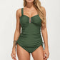 One Piece Swimsuit with Ruched Front Detail Adjustable Side Ties and Wide Straps