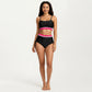 Two Piece Bikini Set with Scoop Neck Top High Waist Bottom and Contrast Trim