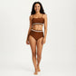 Two Piece Bikini Set with Scoop Neck Top High Waist Bottom and Contrast Trim