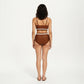 Two Piece Bikini Set with Scoop Neck Top High Waist Bottom and Contrast Trim