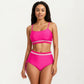 Two Piece Bikini Set with Scoop Neck Top High Waist Bottom and Contrast Trim