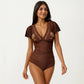 One Piece Swimsuit with Flutter Sleeves V Neck Bust Detail and Shaping Silhouette