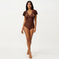 One Piece Swimsuit with Flutter Sleeves V Neck Bust Detail and Shaping Silhouette