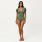 One Piece Swimsuit with Flutter Sleeves V Neck Bust Detail and Shaping Silhouette