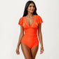 One Piece Swimsuit with Flutter Sleeves V Neck Bust Detail and Shaping Silhouette