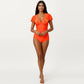 One Piece Swimsuit with Flutter Sleeves V Neck Bust Detail and Shaping Silhouette