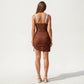 One Piece Cutout Swimsuit with Adjustable Straps Decorative Floral Hardware and Ruched Skirt Overlay