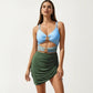 One Piece Cutout Swimsuit with Adjustable Straps Decorative Floral Hardware and Ruched Skirt Overlay