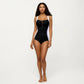 One Piece Swimsuit with Triple Keyhole Bust Detail Contrast Side Panels and Wide Straps