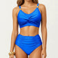 2-Piece Bikini Set with Twist Front Bralette Top Adjustable Straps and Ruched High Rise Bottom