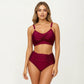 2-Piece Bikini Set with Twist Front Bralette Top Adjustable Straps and Ruched High Rise Bottom