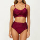 2-Piece Bikini Set with Twist Front Bralette Top Adjustable Straps and Ruched High Rise Bottom