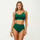 2-Piece Bikini Set with Twist Front Bralette Top Adjustable Straps and Ruched High Rise Bottom