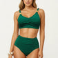 2-Piece Bikini Set with Twist Front Bralette Top Adjustable Straps and Ruched High Rise Bottom