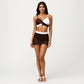 2-Piece Swim Set with Crisscross Bralette Top Adjustable Straps and Ruched Skirted Bottom