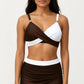 2-Piece Swim Set with Crisscross Bralette Top Adjustable Straps and Ruched Skirted Bottom