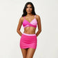 2-Piece Swim Set with Crisscross Bralette Top Adjustable Straps and Ruched Skirted Bottom