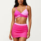 2-Piece Swim Set with Crisscross Bralette Top Adjustable Straps and Ruched Skirted Bottom