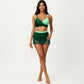 2-Piece Swim Set with Crisscross Bralette Top Adjustable Straps and Ruched Skirted Bottom