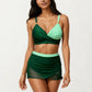 2-Piece Swim Set with Crisscross Bralette Top Adjustable Straps and Ruched Skirted Bottom