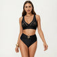 2-Piece Bikini Set with Decorative Stud Bralette Top and High Rise Bottom with Center Hardware