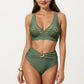 2-Piece Bikini Set with Decorative Stud Bralette Top and High Rise Bottom with Center Hardware