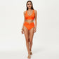 2-Piece Bikini Set with Decorative Stud Bralette Top and High Rise Bottom with Center Hardware