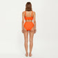 2-Piece Bikini Set with Decorative Stud Bralette Top and High Rise Bottom with Center Hardware