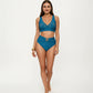 2-Piece Bikini Set with Decorative Stud Bralette Top and High Rise Bottom with Center Hardware