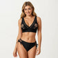 2-Piece Bikini Set with Palm Tree Cutout Bralette Top and Adjustable Side Tie Bottom