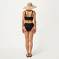2-Piece Bikini Set with Palm Tree Cutout Bralette Top and Adjustable Side Tie Bottom