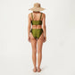 2-Piece Bikini Set with Palm Tree Cutout Bralette Top and Adjustable Side Tie Bottom