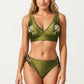 2-Piece Bikini Set with Palm Tree Cutout Bralette Top and Adjustable Side Tie Bottom