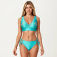 2-Piece Bikini Set with Palm Tree Cutout Bralette Top and Adjustable Side Tie Bottom