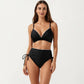 2-Piece Bikini Set with Triangle Bralette Top Scalloped Trim and High Rise Tie Side Bottom