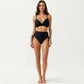 2-Piece Bikini Set with Triangle Bralette Top Scalloped Trim and High Rise Tie Side Bottom