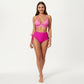 2-Piece Bikini Set with Triangle Bralette Top Scalloped Trim and High Rise Tie Side Bottom
